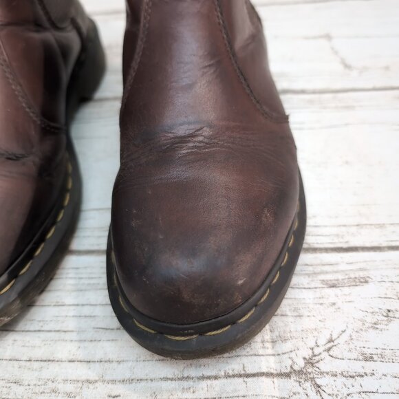 Dr. Martens Leonore Fur-Lined Chelsea Boots Brown Leather – Women’s 7 - Picture 3 of 9